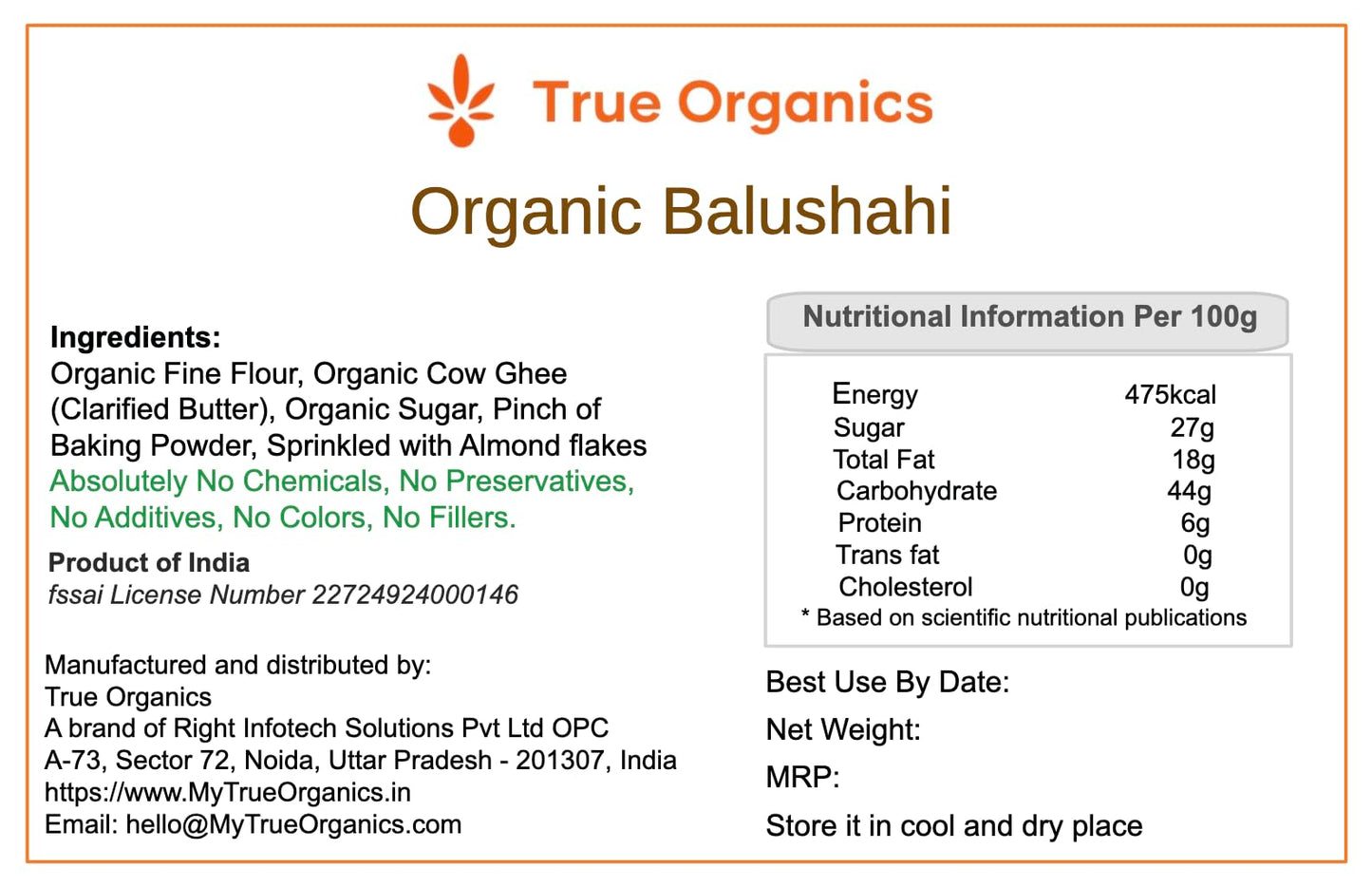 Organic Balushahi 7oz