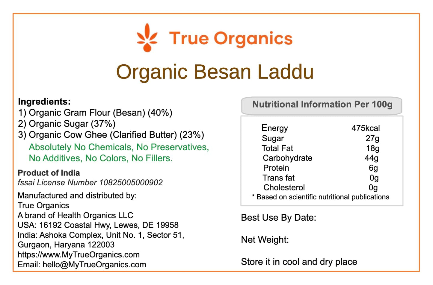 Organic Besan Laddu 16oz