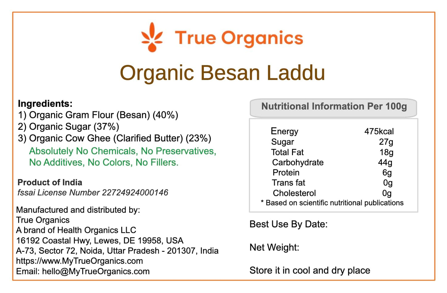 Organic Besan Laddu · 450gm