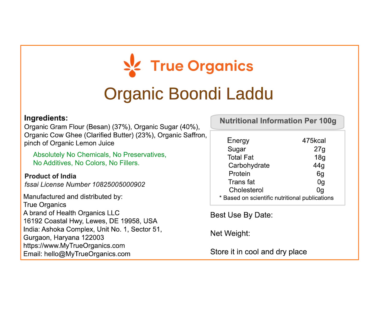 Organic Boondi Laddu 450grams