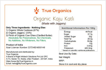 Organic Kaju Katli 450grams (Made with Organic Jaggery)