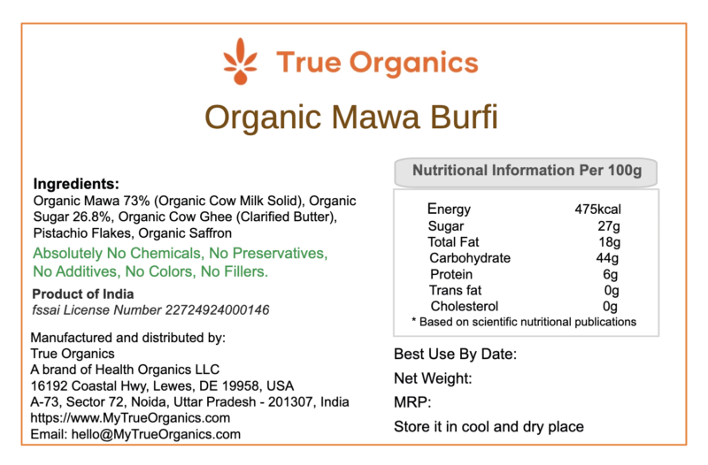 Organic Mawa Burfi
